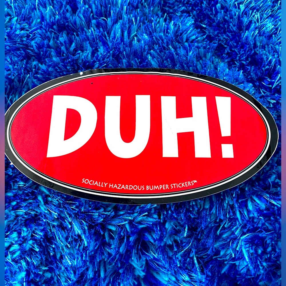 DUH Y2K Retro Bumper Sticker. 2000. Socially Hazardous. New!
